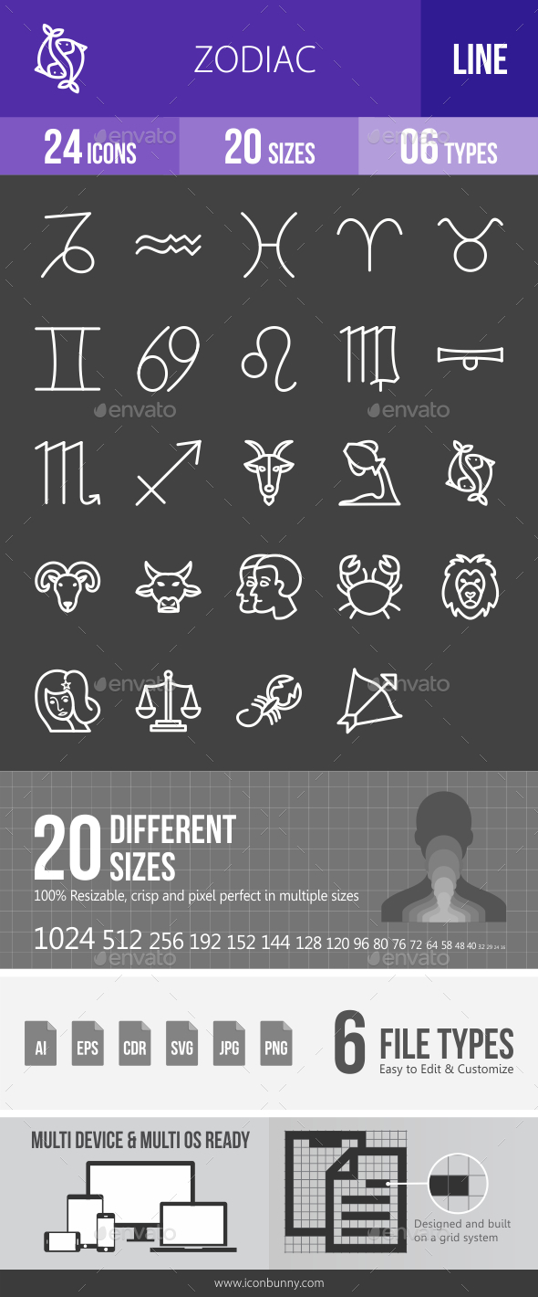 Zodiac Line Inverted Icons - Icons