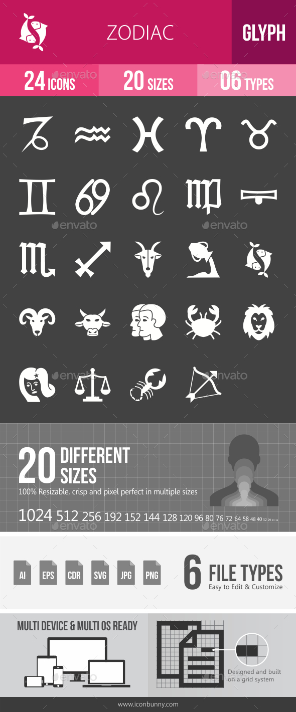 Zodiac Glyph Inverted Icons - Icons