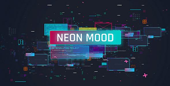 Neon Mood Slideshow/ Bright Coloful Slide/ 3D Camera Move/ HUD UI Stylish Promo/ Digital Transitions