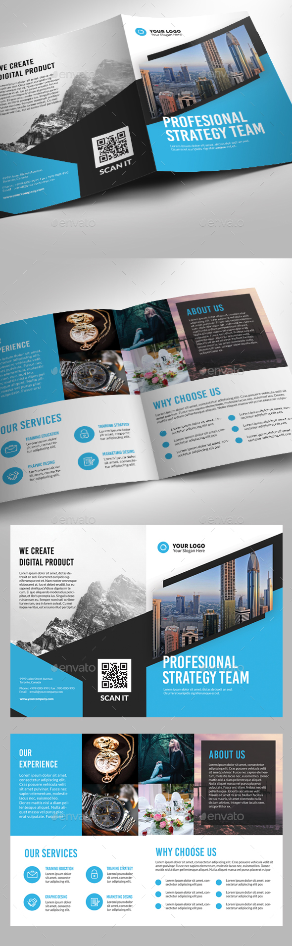 Multipurpose Blue Theme Bifold - Corporate Brochures