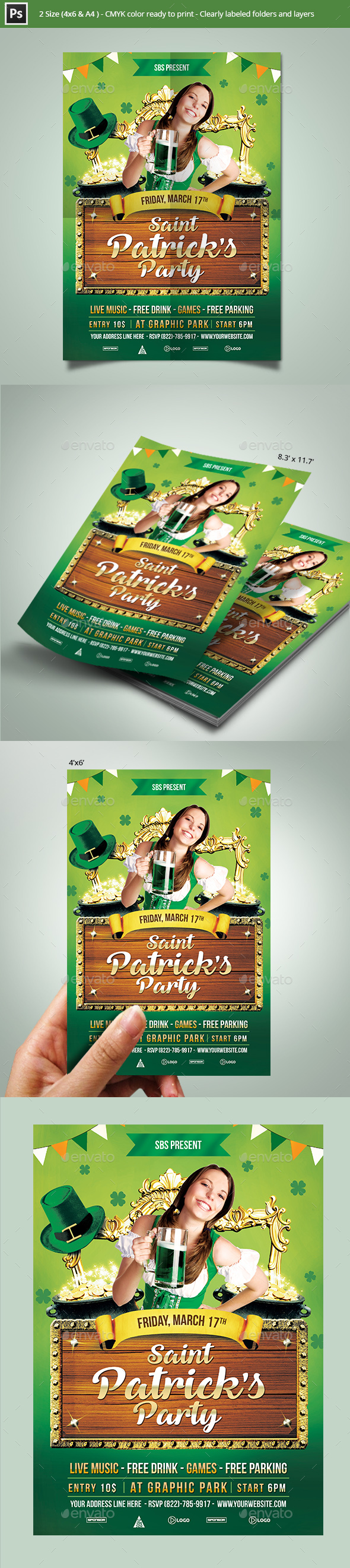 St Patrick's Day Party Flyer Template - Holidays Events