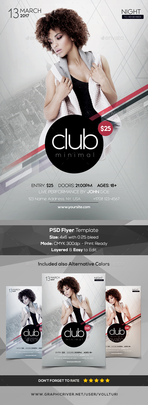 Club Minimal - PSD Flyer Template - Events Flyers