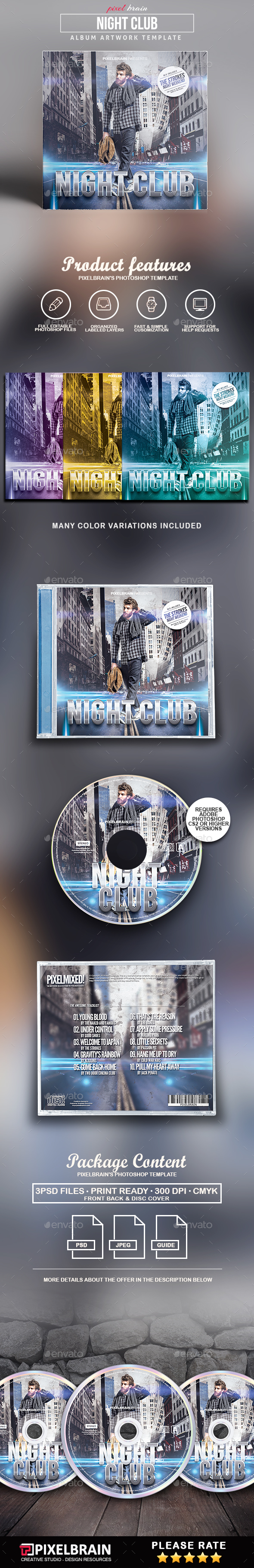 Night Club CD Cover Artwork - CD & DVD Artwork Print Templates