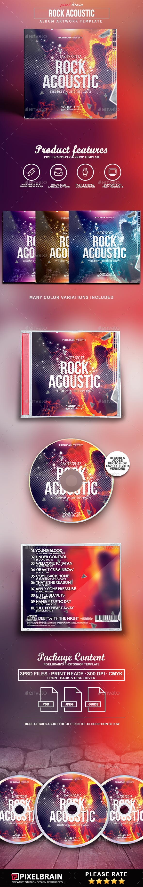 Rock Acoustic CD Cover Artwork - CD & DVD Artwork Print Templates