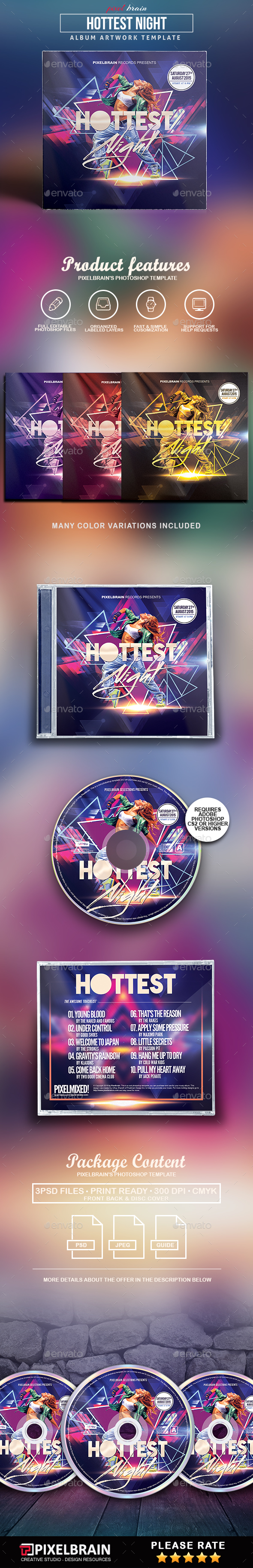 Hottest Night CD Cover Artwork - CD & DVD Artwork Print Templates