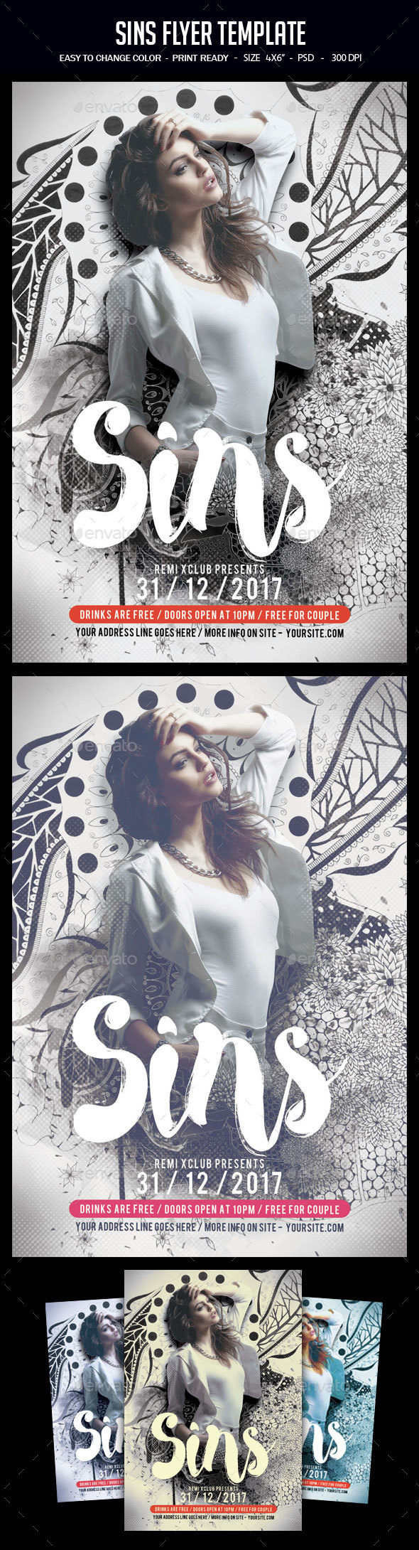 Sins Flyer Template - Clubs & Parties Events