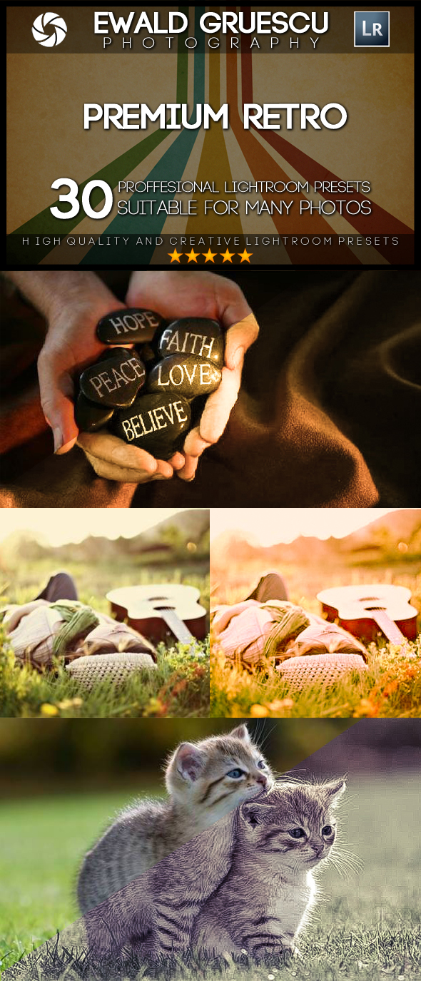 30 PRO Retro Lightroom Presets - Vintage Lightroom Presets