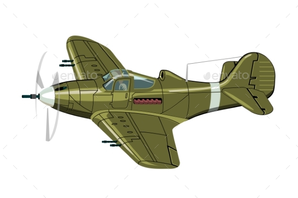 Cartoon Retro Airplane - Man-made Objects Objects