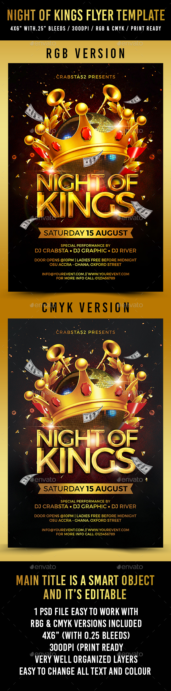 Night of Kings Flyer Template - Clubs & Parties Events