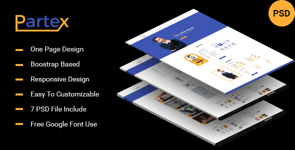 Partex - One page Resume/ CV & Personal Portfolio PSD Template - PSD Templates