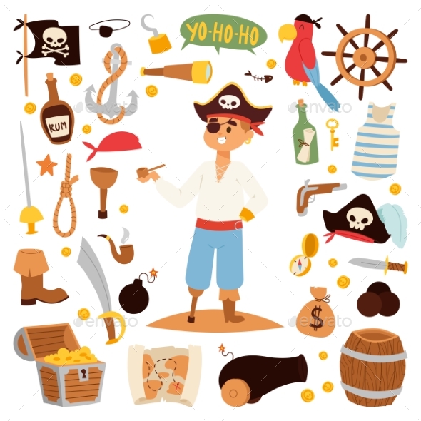 Pirate Character Design with Vector Icons - Miscellaneous Vectors