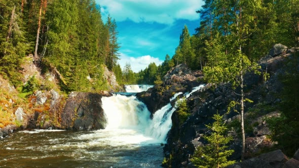 Kivach Waterfall in Karelia, Northern Russia