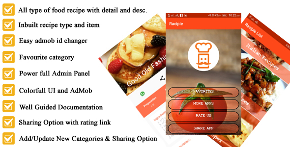 Android Recipe App - CodeCanyon 19421485