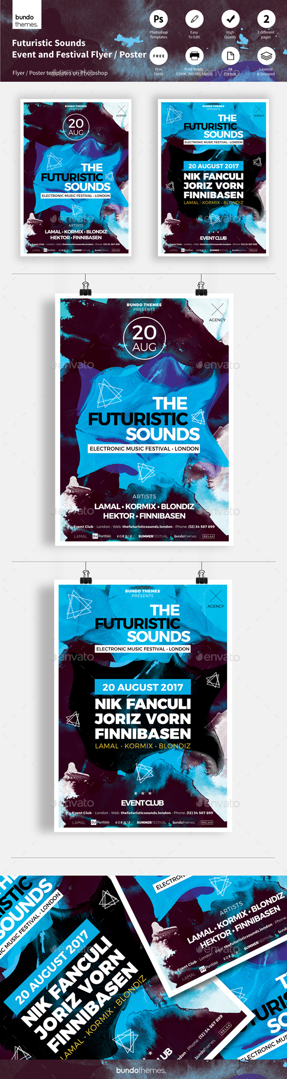 Futuristic Sounds Festival and Event Flyer / Poster - Events Flyers