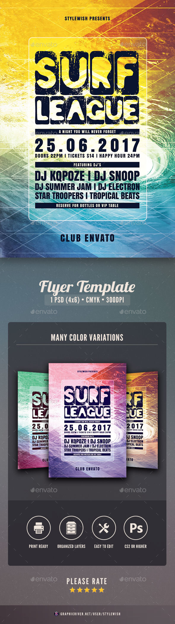 Surf League Flyer - Clubs & Parties Events