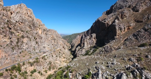 Deepg Gorge in Mountains at Crete