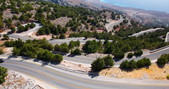 Flying Above Serpentine Road