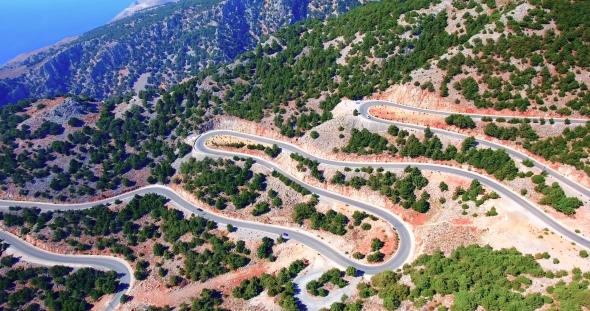 Flying Above Serpentine Road