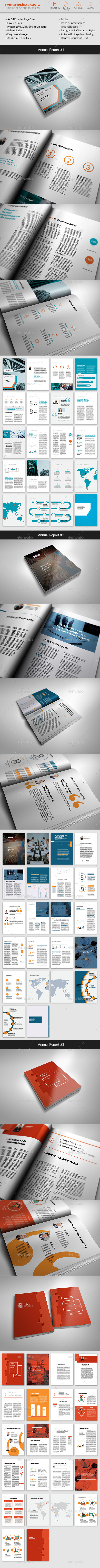 Bundle - 3 Annual Reports - Brochures Print Templates