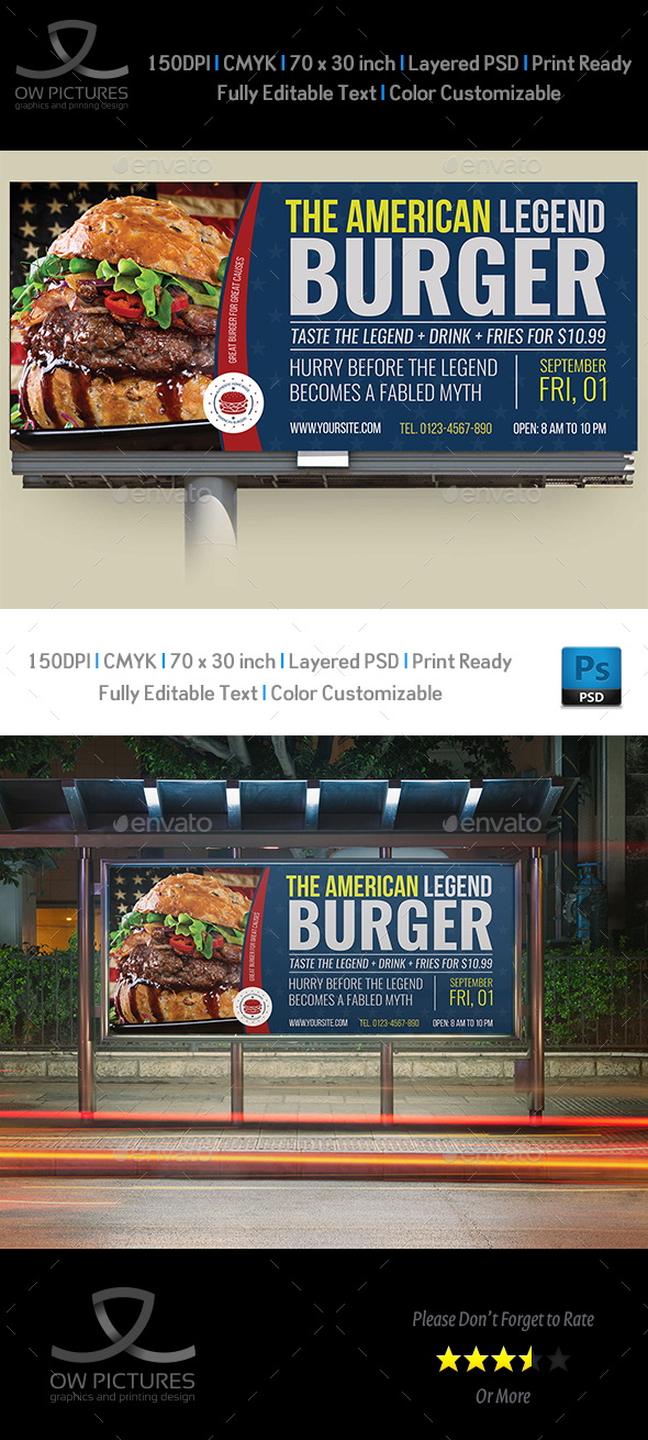 Burger Restaurant Billboard Template Vol.8