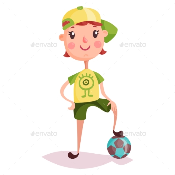 Little Boy or Kid with Soccer Ball - People Characters