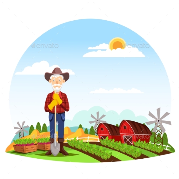 Man or Grandfather Farmer at Farm - People Characters