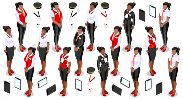 Isometric People Staff Icon Set Collection Vector Illustration - Vectors