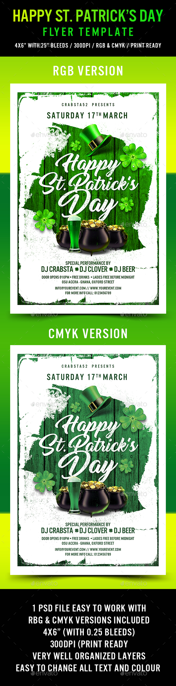 Happy St. Patrick's Day Flyer Template - Events Flyers