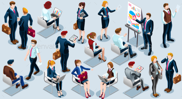 Isometric People Audience Icon 3D Set Vector Illustration - People Characters