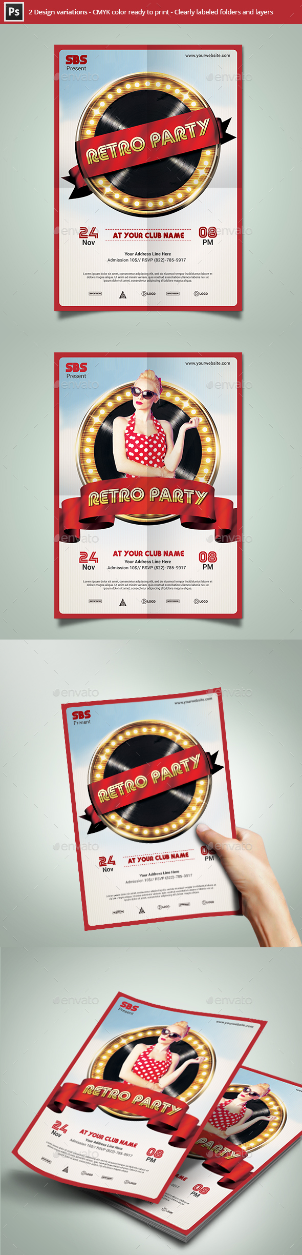 Retro Party Flyer Template - Clubs & Parties Events