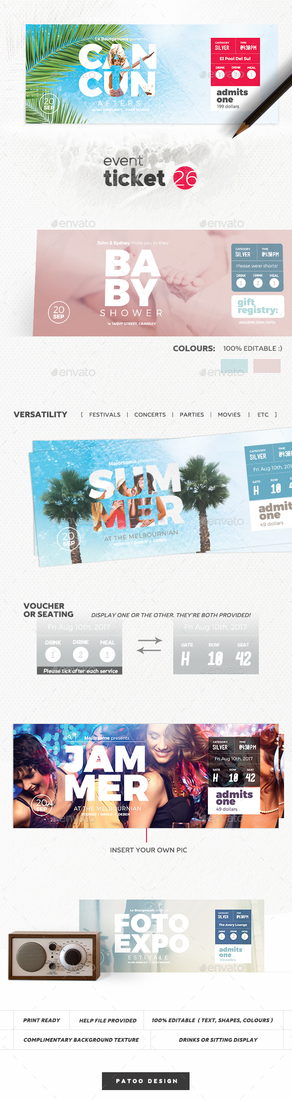 Event Ticket Template 26 - Miscellaneous Print Templates