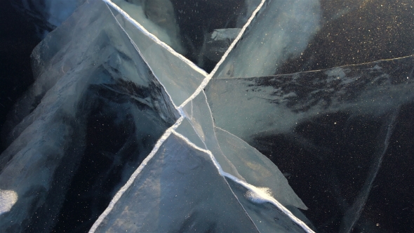 Deep Blue Ice Breaks. Lake Baikal