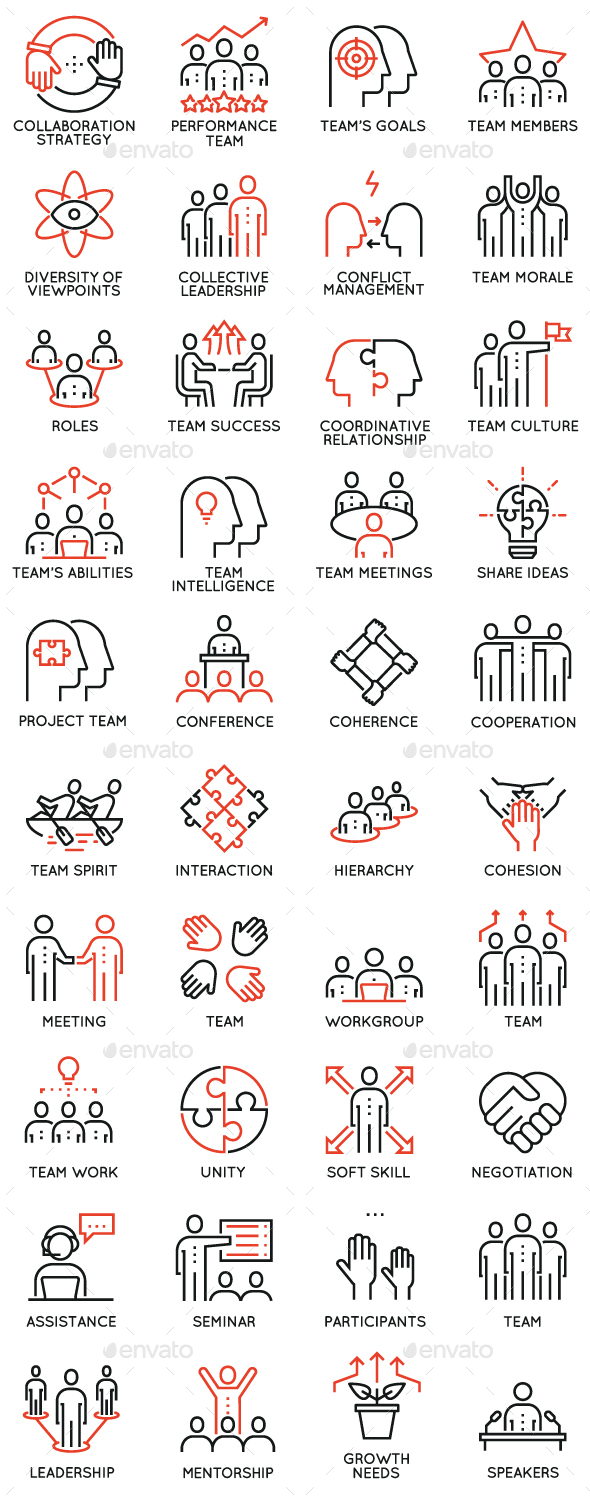 Team Work and Career Training Icons - People Characters