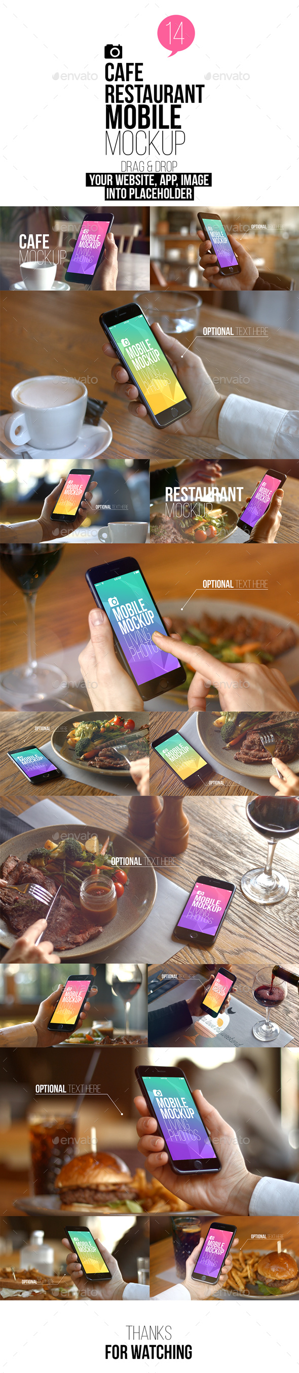 Cafe Restaurant Mobile Mockup - Mobile Displays