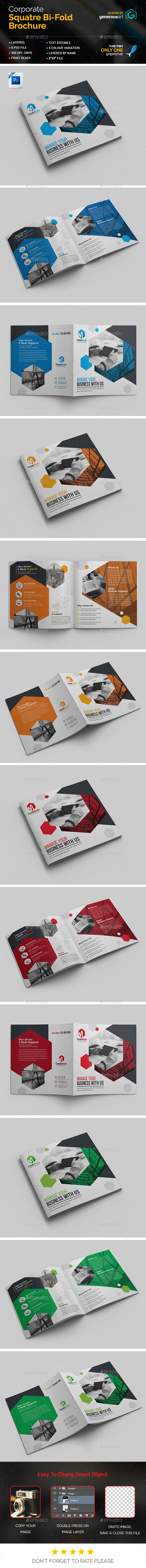 Business Square Bi-Fold Template - Corporate Brochures