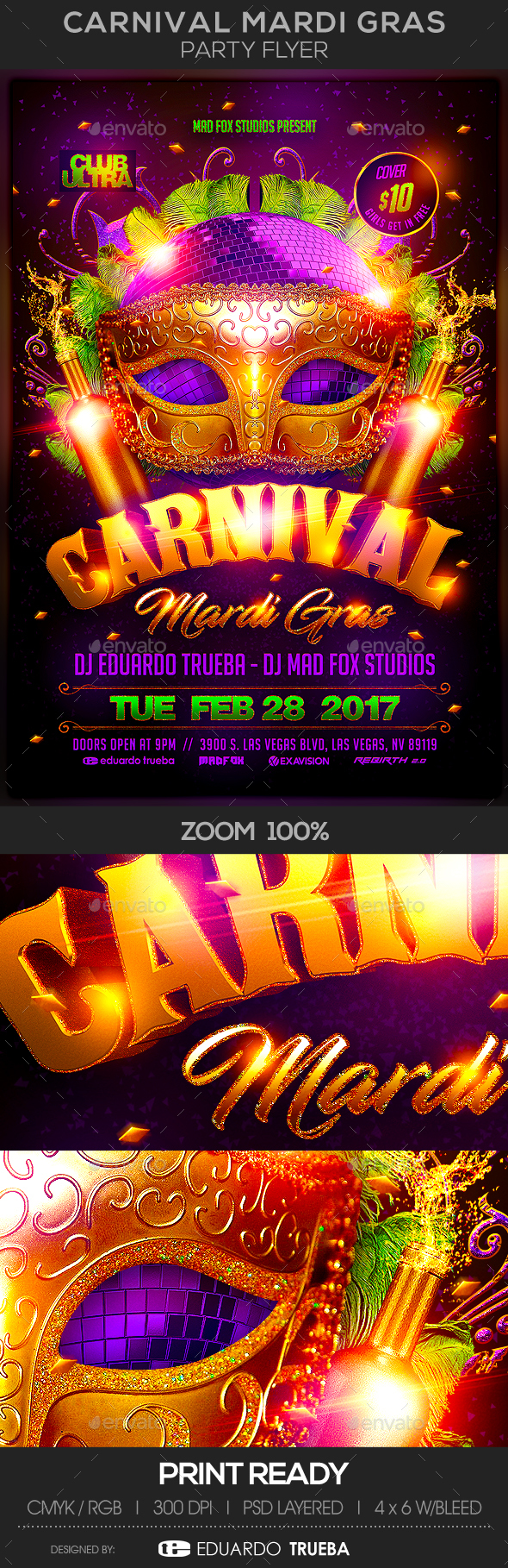 Carnival Mardi Gras Party Flyer - Events Flyers