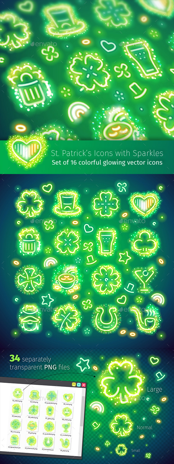 St. Patrick's Icons with Sparkles - Miscellaneous Icons