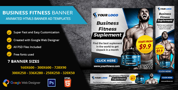 Fitness Ads Banner - CodeCanyon 19472605