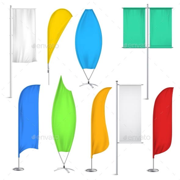 Advertisement Flags and Banners Icon Set