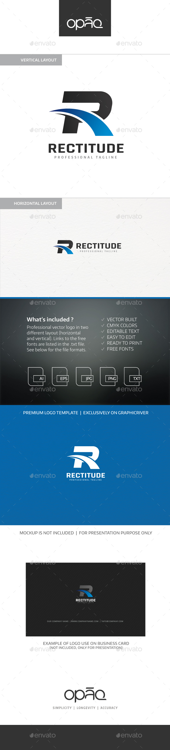 Rectitude R Letter Logo - Letters Logo Templates