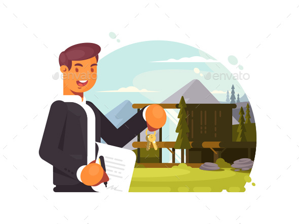 Successful Realtor Sells Property - People Characters