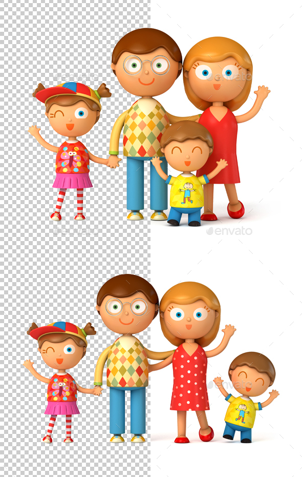Funny Puppet Family - Characters 3D Renders