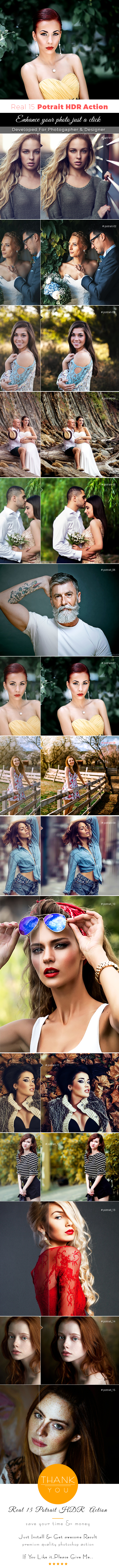 Real 15 Potrait HDR Action - Photo Effects Actions