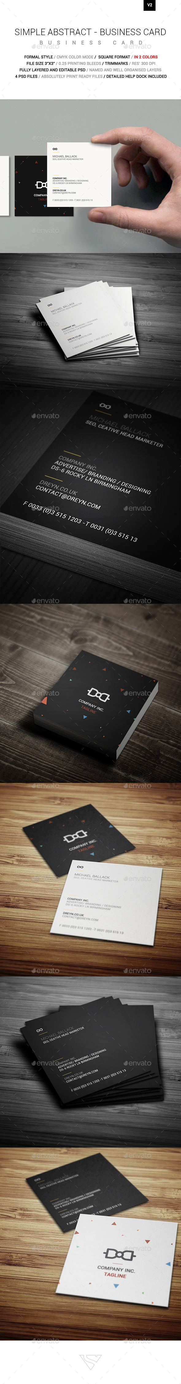 Simple Absract Square Business Card - Creative Business Cards