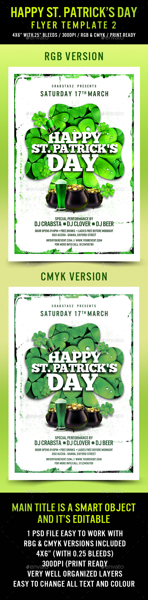 Happy St. Patrick's Day Flyer Template 2 - Flyers Print Templates