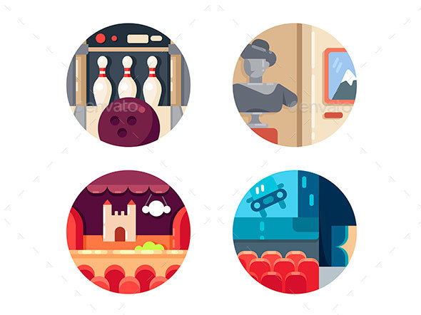 Icon Set Leisure and Entertainment - Web Elements Vectors