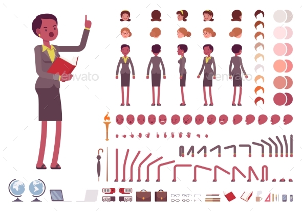 Female Teacher Character Creation Set - People Characters
