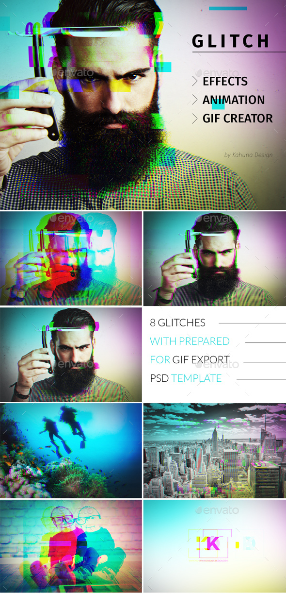 Glitch Effect with GIF Animation - Photo Templates Graphics
