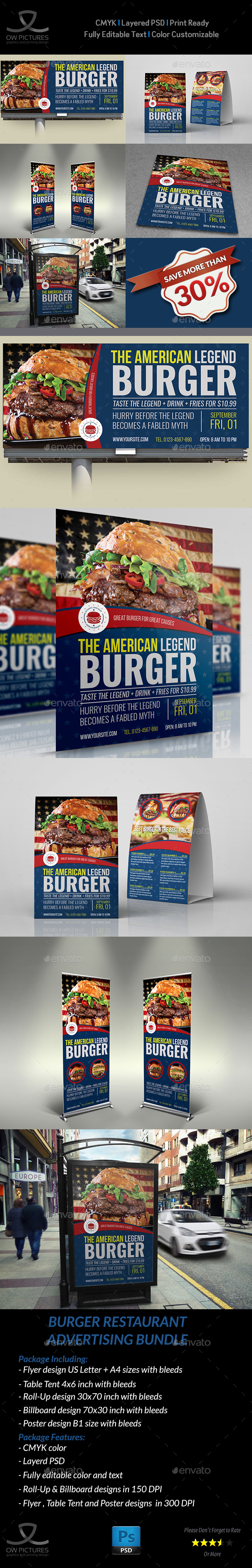 Burger Restaurant Advertising Bundle Vol.4