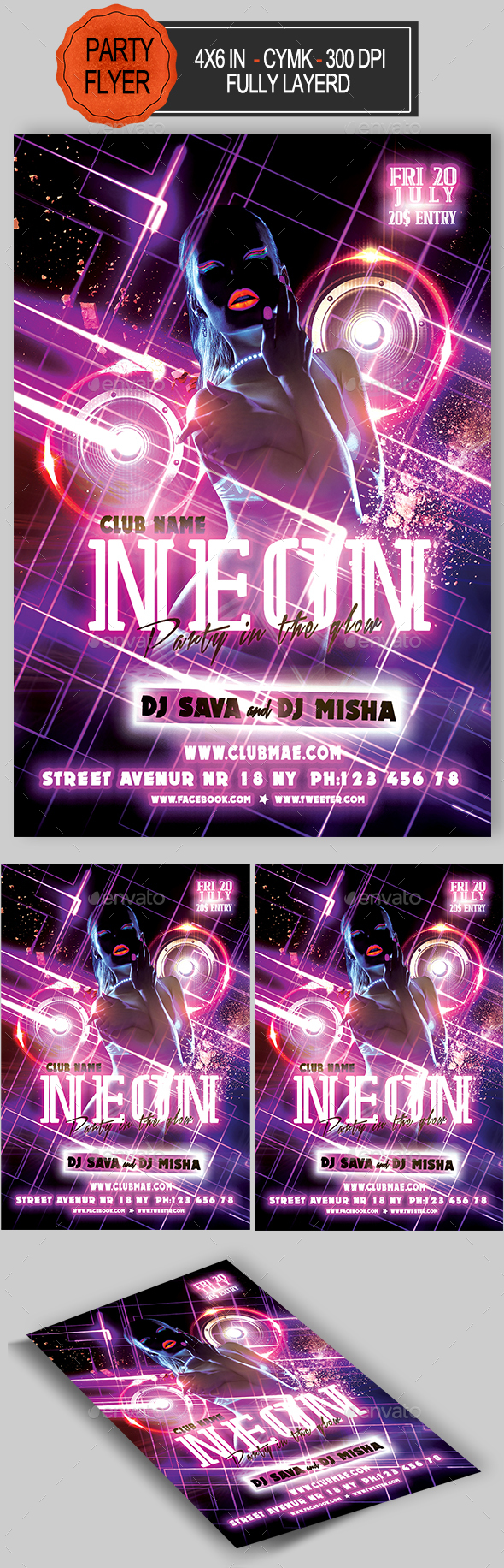 Neon Party Flyer - Clubs & Parties Events